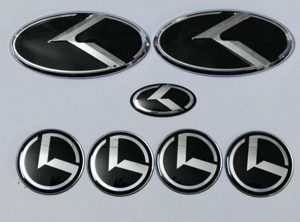 7pcs Novo emblema de crachá do logotipo preto k para kia new forte yd k3 2014 2015car emblems3d adesivo3723438