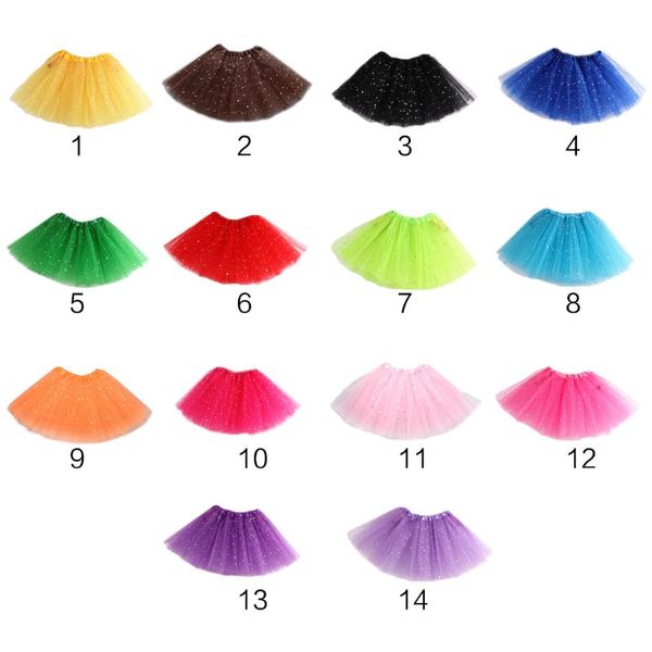 Meninas meninas Multi camadas saia Tutu Solid Color Ballet Dance Costume Glitter Rainbow Party Supplies for Toddler Girls Dropship