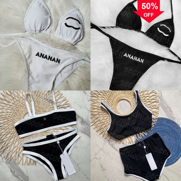 Yeni Moda Tasarımcı Toptan Bayan Yüzme Seksi Bikinis Mayolar Mektup İşlemeli Yüzme Giyim Kadın Set Sırtsız Mayo Takım İki Parçalı Mayo