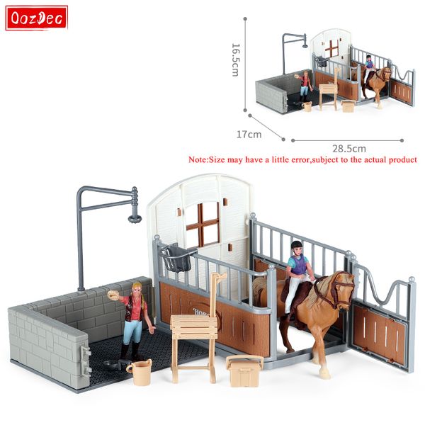 Oozdec 13 Stück Pferd Stallset Spielzeug mit Pferdewaschbereich und Zaun Playset Rider Pferde Spielzeugfiguren für Jungen und Mädchen