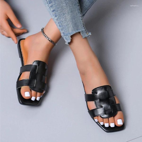 Slippers Ladies Shoes в продаже 2024 Fashion Summer's Women's Square Square Toe Solut