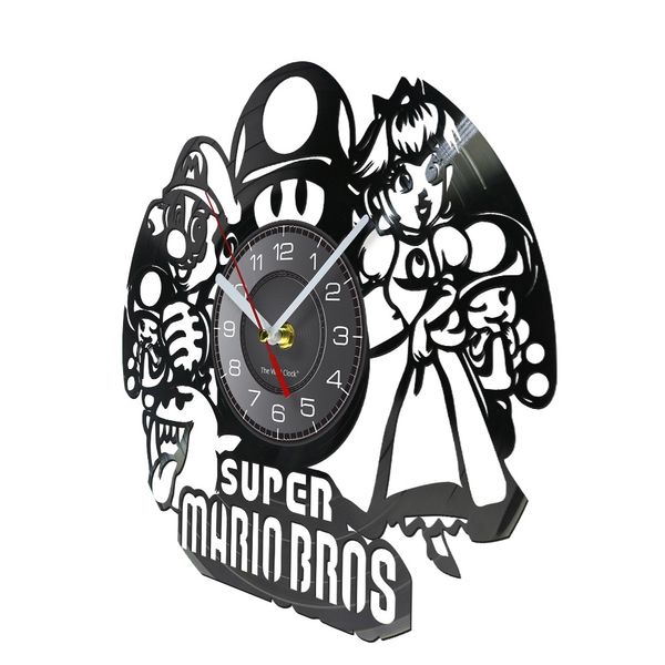 Giappone Video Game Orologio da parete retrò realizzato con vero disco in vinile per bambini personaggi da gioco per bambini arte decorativa muro silenzioso orologio