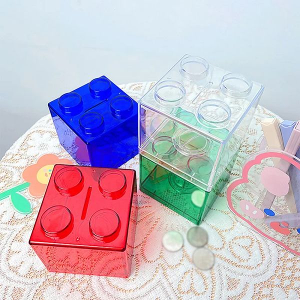 4PCS Building Block Money Box Coin Sparbox transparent Plastik Block Piggy Bank Change Cash Box Kinder Spielzeuggeschenk Wohnheimdekoration