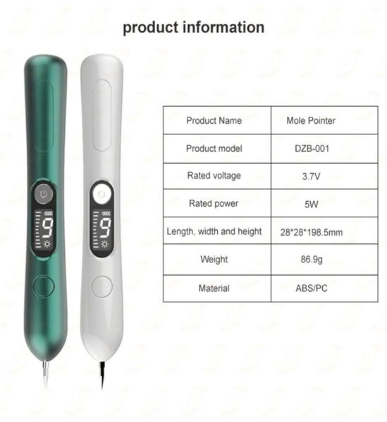 LCD Laser Plasma Pen Mole Freckle Entfernung Home Beauty Instrument Machine Blemish Warm Wart Dark Spot Haut Tag Remover Tool 9 Level mit 4012008