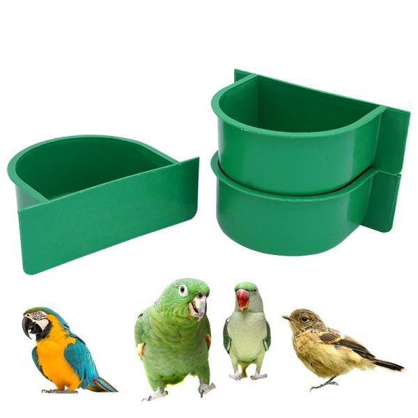 2 pezzi Bird Gage Food Boxes Trough Parrot Feeder Cibo Ciotola Acqua Coppa di Buccini per alimentazione per uccelli Bancini per uccelli