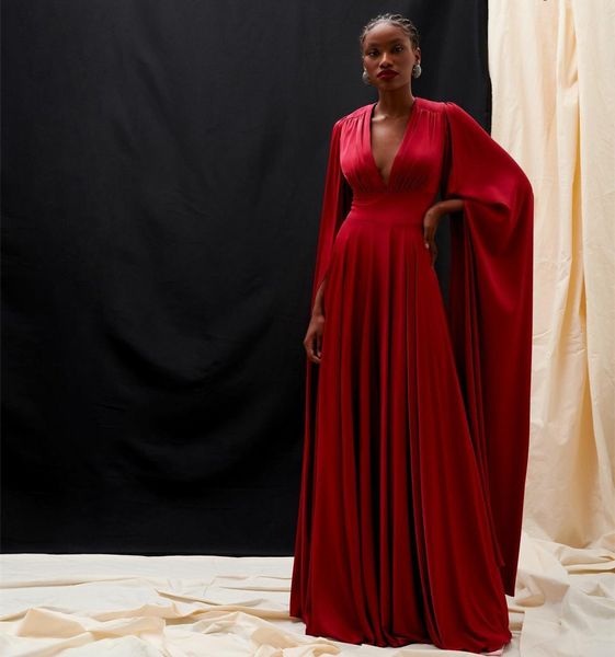 Элегантные длинные бордовые кремные вечерние платья с плиссированным v-образным вырезом на мысе A-Line