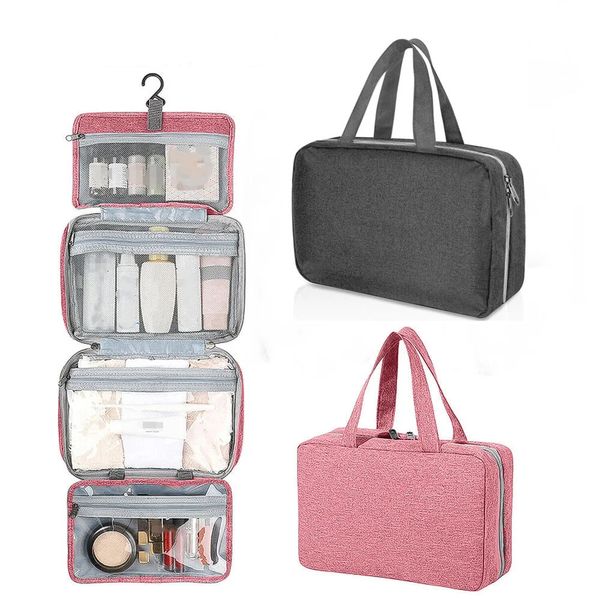 Großer Hang -Haken -Toilettenbeutel Travel Klappbare wasserdichte Handtasche Make -up Kosmetische Rasierer Aufbewahrungsorganisator Hülle Bad Lieferungen 240329