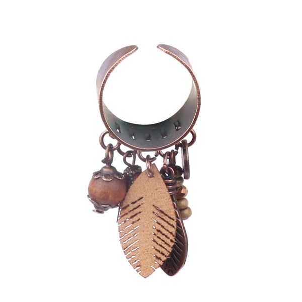 Anéis de borla de penas de flor étnica para mulheres 2023 Vintage Antique Wooden Beads Tassel Tassel Geométrico Indian Jewelry Gifts feminino