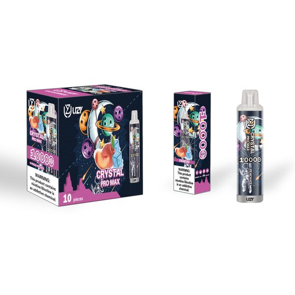 Uzy Crystal 10000 Puff Disponível e cigarros E Puff 10000 Dispositivo de controle de fluxo de ar RGB Luz 0% 2% 3% 5% Opcional 10k Puffs Vape Pen Kit