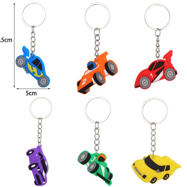 12pcs Racing Cars Party Return Favours Schlüsselanhänger für Babyparty -Rennwagen -Autos Themen Party Gummi -Rennsportschlüsselketten -Kinder bevorzugt Spielzeug für Spielzeuge