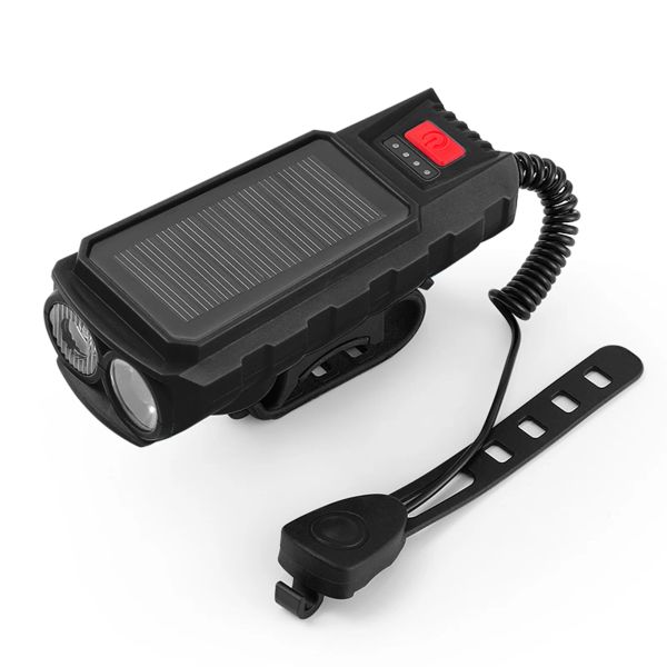 FIEDITÀ BIKE SOLAR ENERGIA LIGUATA BICYLE RICARICABILE USB con campana di bici da torcia a corno da 130 dB per gli accessori per biciclette per biciclette