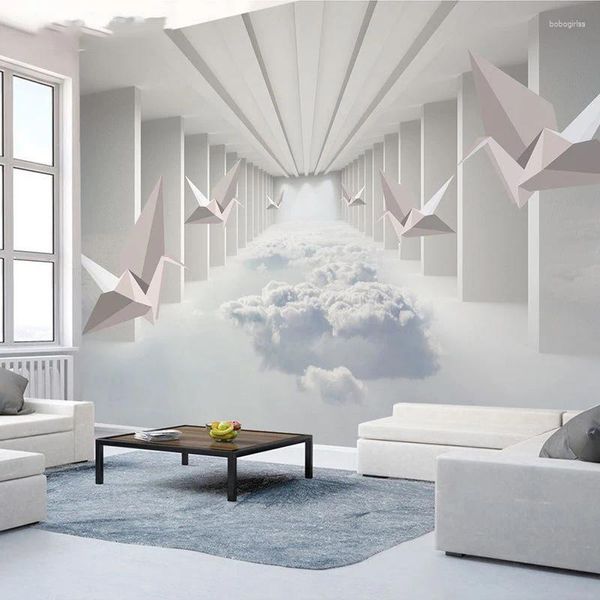 Papéis de parede PVC Wall Malbe Paper Decor Home Papel de parede sem tecido 3D Sala de estar 3D