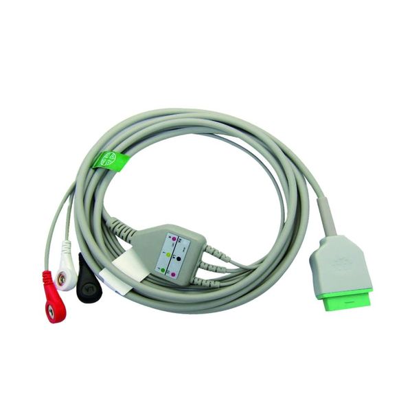 Огромный кабель ECG Cable Cable IEC 3Leads 5Leads Snap Clip Ecg Lead Wires для GE: DASH, Solar, Pro Mornitor Machine