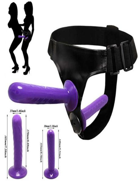 Strapon Double Dildos Lesben Sex Spielzeug für Paar Vibrator Ultra Elastizitätsgurt an Dildo für Frauen Höschen Sexprodukte x0574555575