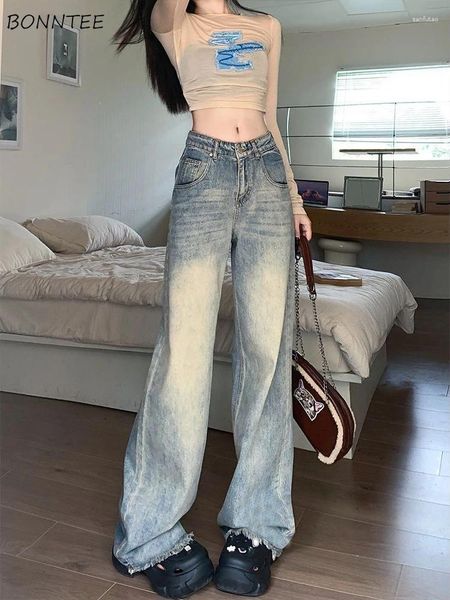 Frauen Jeans Frauen Vintage Chic Empire Lose Weitbein bodenlange Design Baggy Herbst Winter All-Match Charming attraktiv