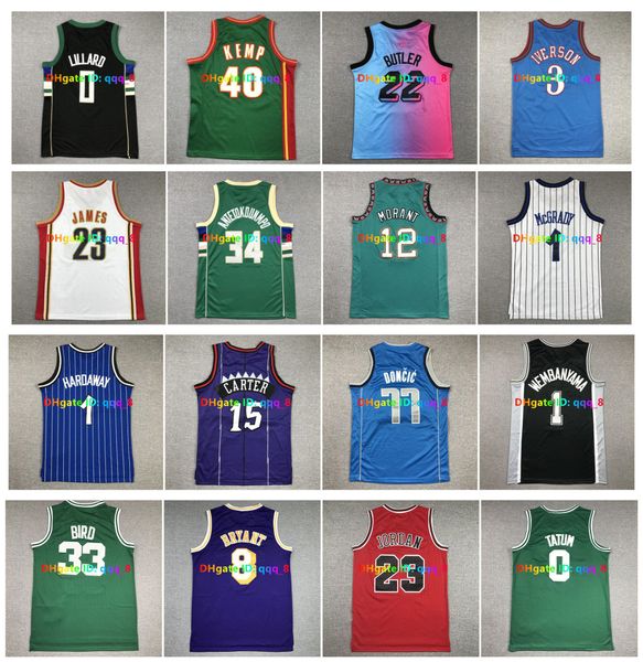 Vince Carter Larry 33 Bird Kids Basketball Jersey Youth Mamba Bryant Tim Duncan Luka Doncic Jimmy Butler Michael Jor Dan Hardaway Tatum Hardaway McGrady Size S-XL