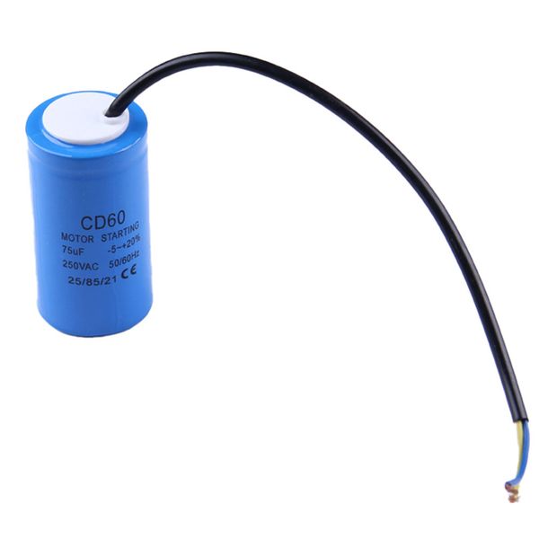 1PC CD60 250V Series 50UF 50/60Hz Capacitor de partida com chumbo de fio Excelente para acessórios para ferramentas elétricas do compressor de ar do motor