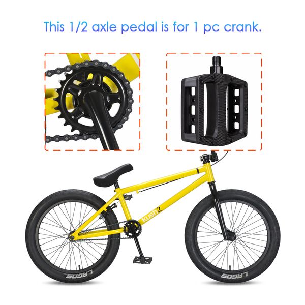 Pedais FUNSEA para Bicycle BMX Cruiser Pedal Plástico Plástico 1/2 Eixo Um PC Acessórios de bicicleta de manivela