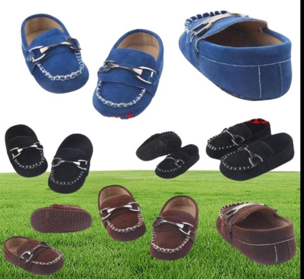 Scarpe per bambini in pelle Moccasin First Walkers Scarpe nere per neonato di pelle per 0 1 anno di bambini intero1679636