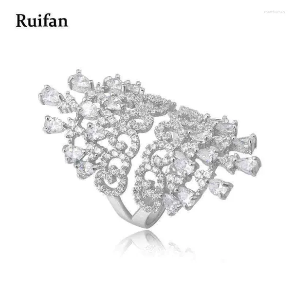 Anelli a grappolo Ruifan di alta qualità Lusso genuino 925 zircone cubico in argento sterling per donne anello nuziale bohémien gioielleria raffinata YRI002