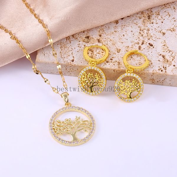 3pcs/set Celtic Tree of Life Jewelry Set Mode Ohrringe Anhänger Halskette verleiht feminines Licht luxuriöses Nischendesign