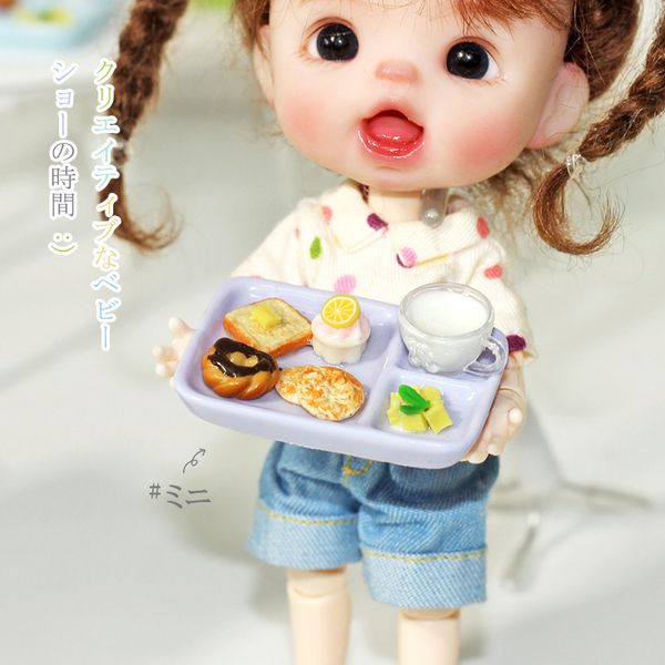 1:12 Dollouse Breakfast Breakfast Milk Bread Apples Mini Coisas Buffet Breakfast Dish Dolls Dolls Acessórios de cozinha Itens em miniatura brinquedos