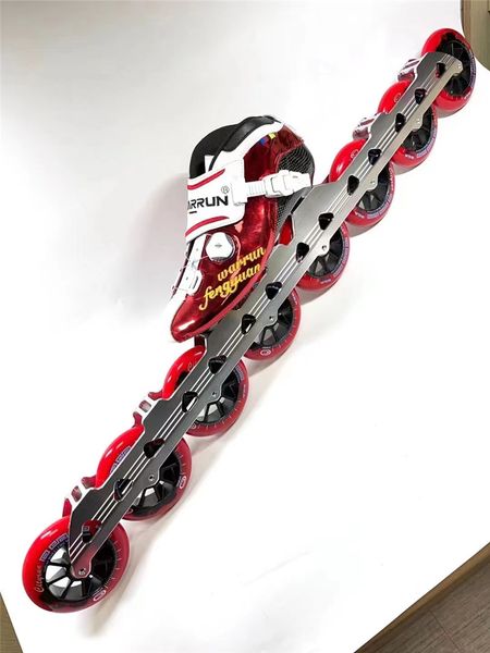Ultra Long 8 Wheels Downhill in linea Base di pattinaggio con pattini da 8x110mm telaio 6061 in lega di alluminio CNC 195 mm pattini a montaggio