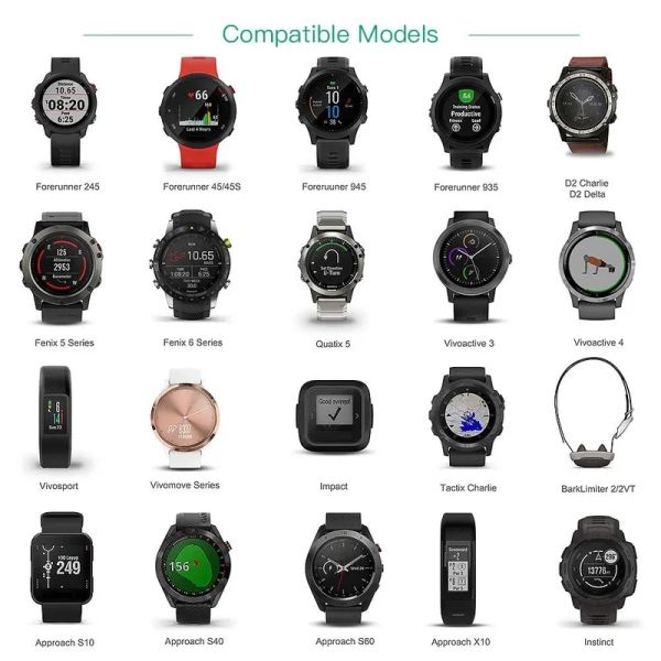 Garmin Fenix ​​için USB Şarj Cihazı 7s 7x 6s 6x 5 5s 5x Forerunner 245 Venu Vivoaktif 3 4 4S Şarj kablosu Dock Akıllı İzleme Şarj Cihazı