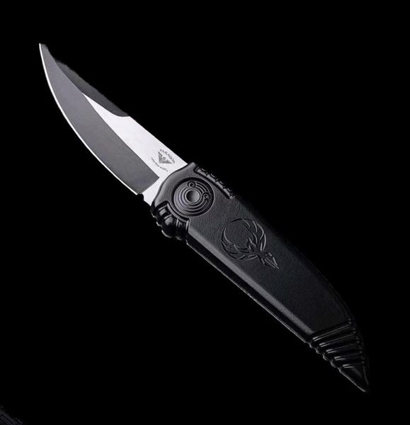 Asheville Steel Paragon Phoenix Messer schwarz 38quot TWotone Satin de Blade Aeronautical Aluminium Handle7167808