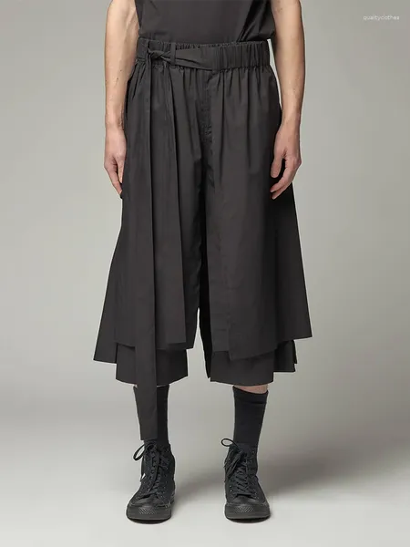 Мужские штаны Mamelicce Оригинальный дизайн многослойный структура Pantskirt Unisex Homme Culottes Широкая нога