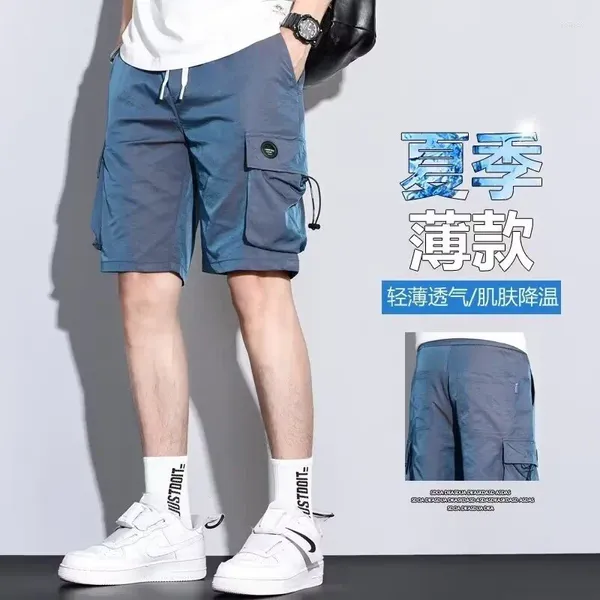 Herren Shorts 2024 Sommerfracht für Männer Mehrfachpocket Sport atmungsaktives lässiges Hip-Hop Streetwear Bermuda Jogginghose Turnhalle kurz