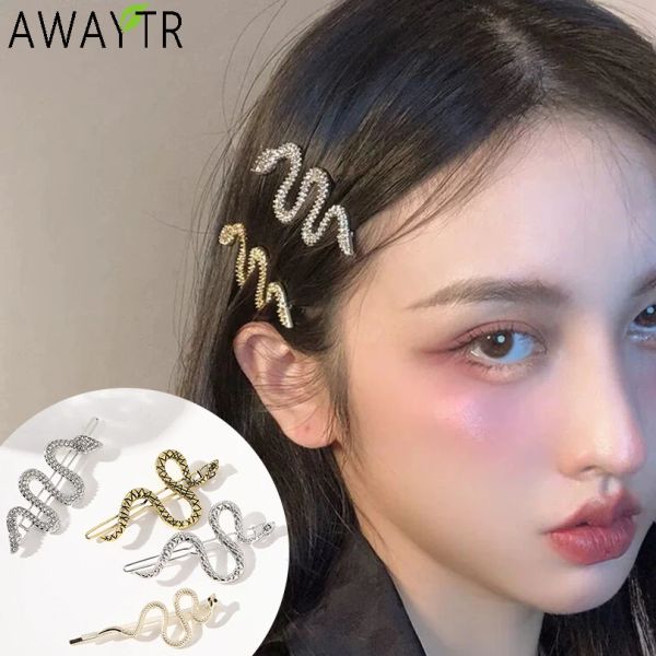 Punk Rhinestone Snake Animals Hairpins Golden Silver Metal Frog Fuckle Capelli per donne Accessori per capelli per capelli.