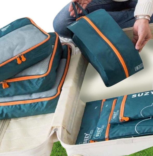 7 peças Conjunto de viagens Organizador Bolsas de armazenamento Casos de bolsas de bagagem portáteis de bagagem de bagagem arrumada 22051292622718465065