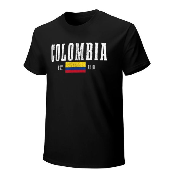 Mehr Design Kolumbien Flagge Kolumbianische Männer T-Shirt T-Shirt O-Neck T-Shirts Frauen Jungen Kleidung 100% Baumwolle