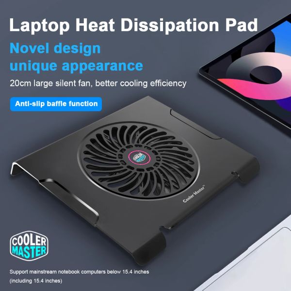 Pads Laptop Dissipation Pad Notebook Stand com ventilador silencioso e 2 portas USB suporta até 15,4 polegadas