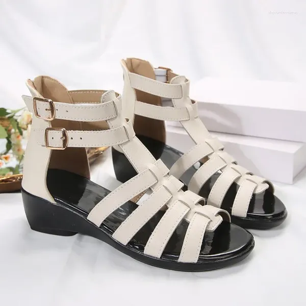 Scarpe eleganti Donne Roma Wedges Sandals 2024 Summer High Heels Designer Open punta a piedi Beach Zapatos Mujer