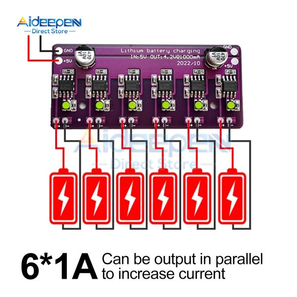 Módulo de carregamento PCB Circuit Board Charger Array 5V 1A Entrada para 18650 4.2V Acessórios para scooter elétrica de bateria de 4,2V