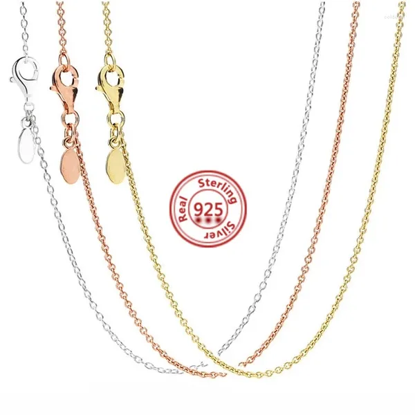 Pendenti autentici 925 collana in argento sterling in oro rosa golding anchor femminile di base per le donne regali di gioielli fai -da -te