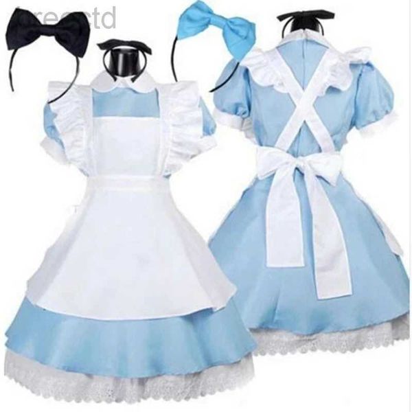 Fantas de anime Caça para o país das maravilhas do país das maravilhas Cosplay Costume Anime Alice no País das Maravilhas Lady Halloween Blue Maid Lolita Cos Fantasia Carnival 240411