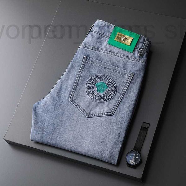 Designer di jeans maschile primavera/estate emblema di colore chiaro acqua fantasma ghost elastico slim fit piccoli pantaloni ft alla moda bwx9 gp94