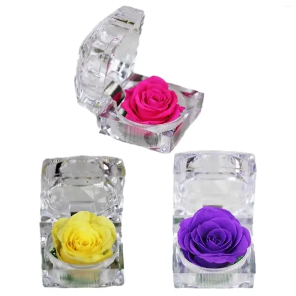 Fiori decorativi Ring Box Wedding Case Wedding Sorpresa unica sterzata per gioielli trasparenti per la proposta di anniversario della ragazza della nonna