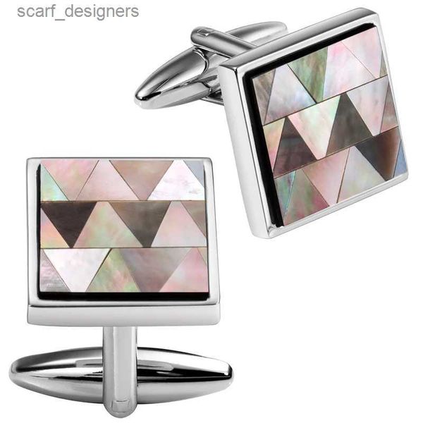 Cuff Links Hawson Square Mother of Pearl/Grey Seachinks CuffLinks Triangle Shell Mens Pulsante Pulsante Migliori regali per gli uomini di nozze Cuffl Y240411