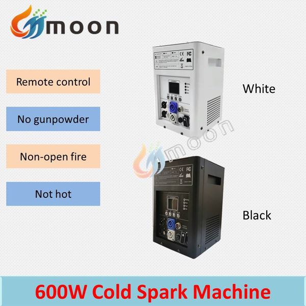 Sem imposto 4pcs Ti em pó 600W Máquina de faísca fria com mosca LCD Máquina de fogos de artifício frio DMX Sparkler remoto Sparking Machine