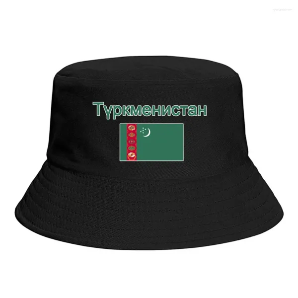 Berets Turkmenistan Flag Bucket Hats Print Print Cool Fans Sun Shade Smons Classic Lentoor Summer Fisherman Caps Fishing Cap