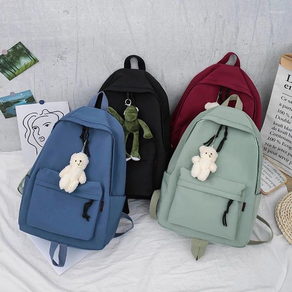 Backpack Fashion School Solid Color Canvas -Rucksäcke für Teenager Girl Casual Bag Damenschule Schoolbags Rucksack Reise