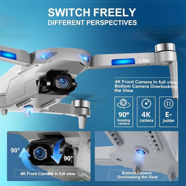 Erweiterte GPS -Drohnen mit Kamera für Erwachsene 4K - Leicht unter 249 g - Lang 50 Minuten Flugzeit - 3800 Fuß FPV Getriebe - bürstenloser Motor - maximal 15 m/s (grau)