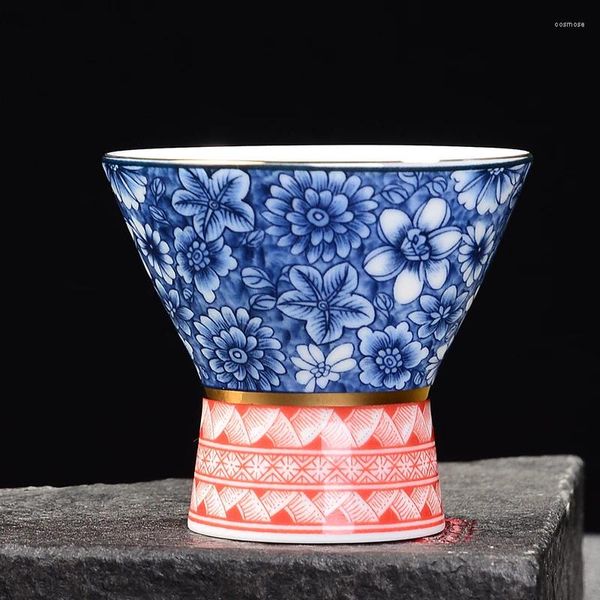 Чашки блюдцы высокая белая тонкая шина синяя и фарфоровая шляпа чашка чайная керамика