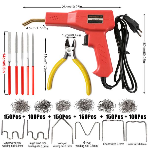 Novo kit de ferramenta de reparo para pára -choques de 812pc de carro 50w de soldadores de soldagem de soldagem de soldagem de machine hot staplers machine pvc de pvc body body dente