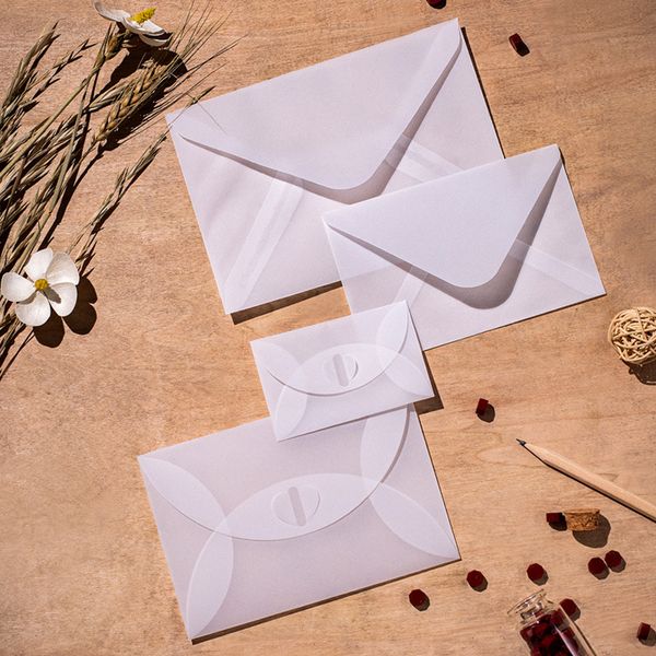 50pcs /lote semi-transparente de papel de papel sulfúrico para pica-dores para cartão postal /embalagem de presentes, convite de casamento, armazenamento de cartões