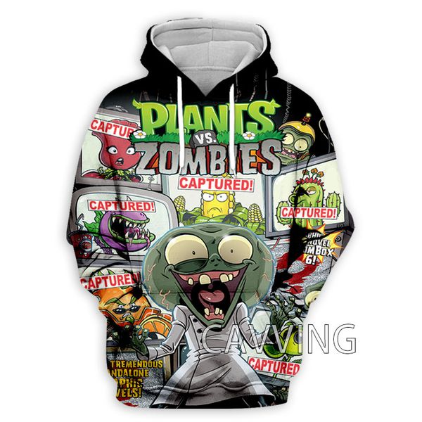 Caving 3D Printed Plant gegen Zombie Hoodies Kapuze -Sweatshirts Harajuku Tops Kleidung für Frauen/Männer J01